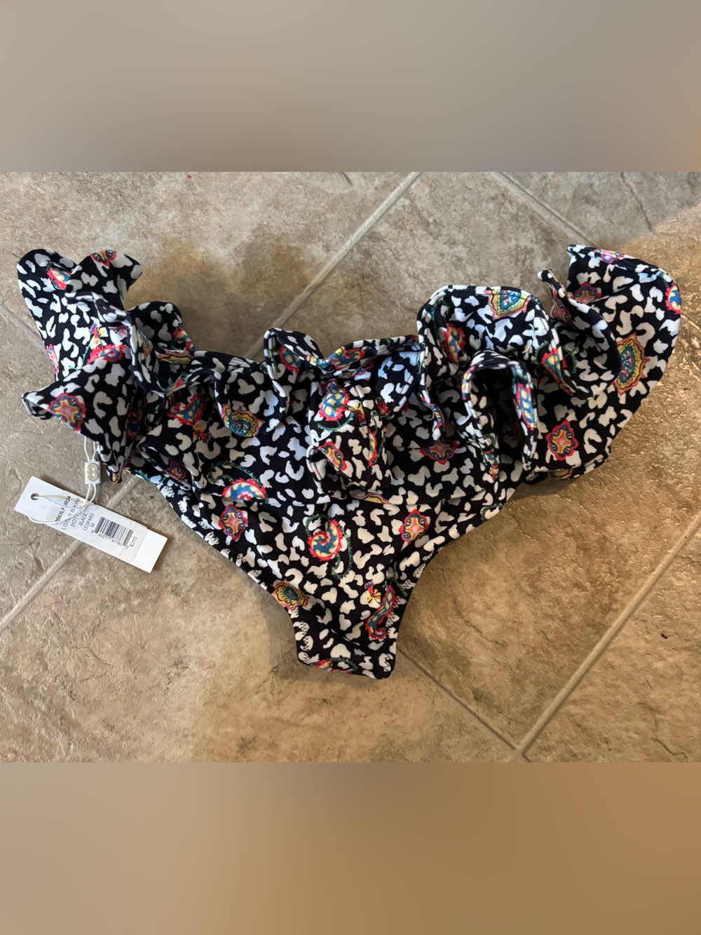 Caroline Constas Lotus Bikini Bottom - Black Leopard Size M
